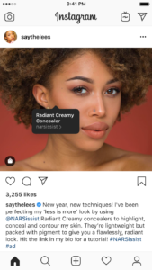 alt= "Instagram profile with shopping feature displaying on screen"