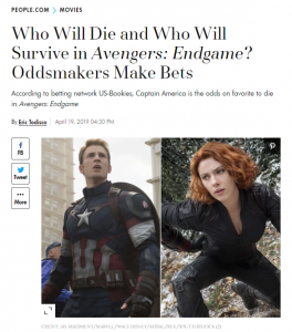 People article about Avengers betting odds