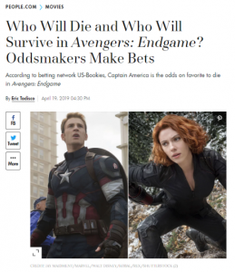 People article about Avengers betting odds
